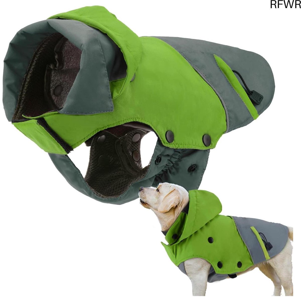 RFWR® Honden Winterjas Waterdicht en Winddicht met Uitneembare Fleecevoering Zie Foto