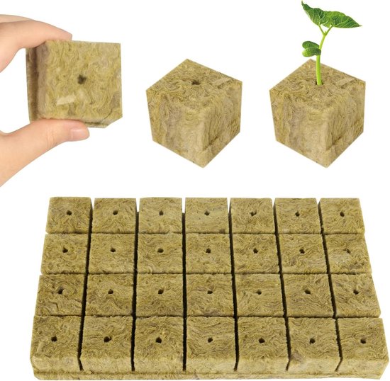 8 stuks steenwol-kweekmat, vloerloze hydrocultuur, kweekmat voor stekken, klonen, 3,6 x 3,6 x 4 cm