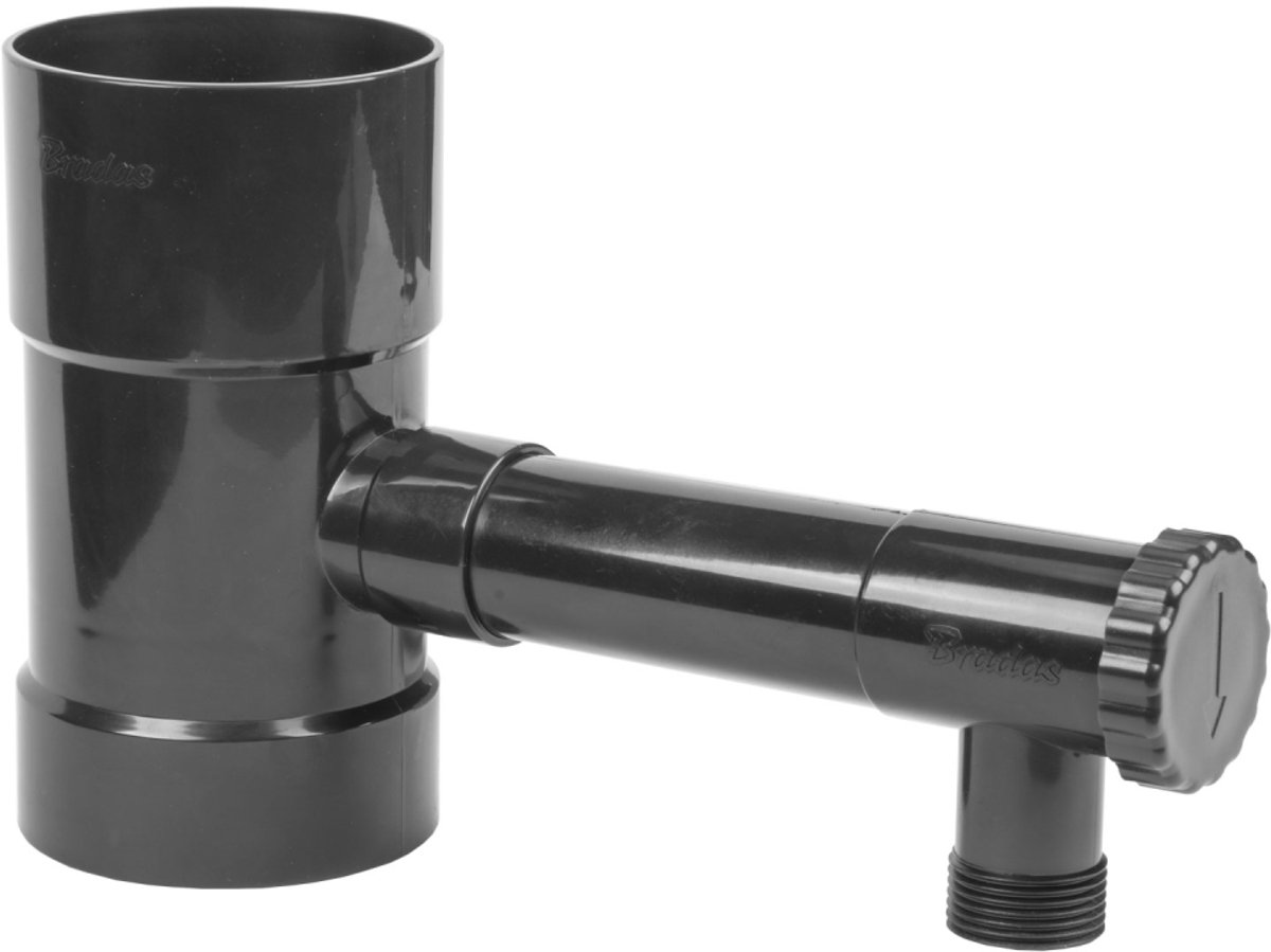 Bradas Regentonautomaat – Regentonvuller met Kraan – GZ1" – Ø 80 mm – Antraciet (Pantone 433C)
