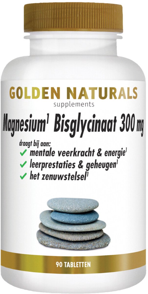 Golden Naturals - Magnesium Bisglycinaat 300mg Vegan - 2 x 90 tabletten - Voordeelverpakking