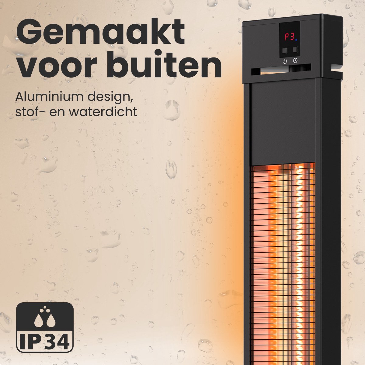 Auronic Terrasverwarmer - Infrarood Verwarming - Staand - 20m2 - Elektrische Heater - 2000W - Afstandsbediening - 3 Standen - Zwart – foto 8