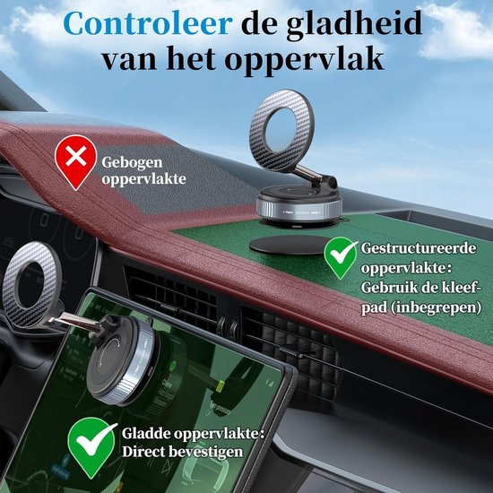 Vacuümbeker, magnetische telefoonhouder voor auto, spiegel