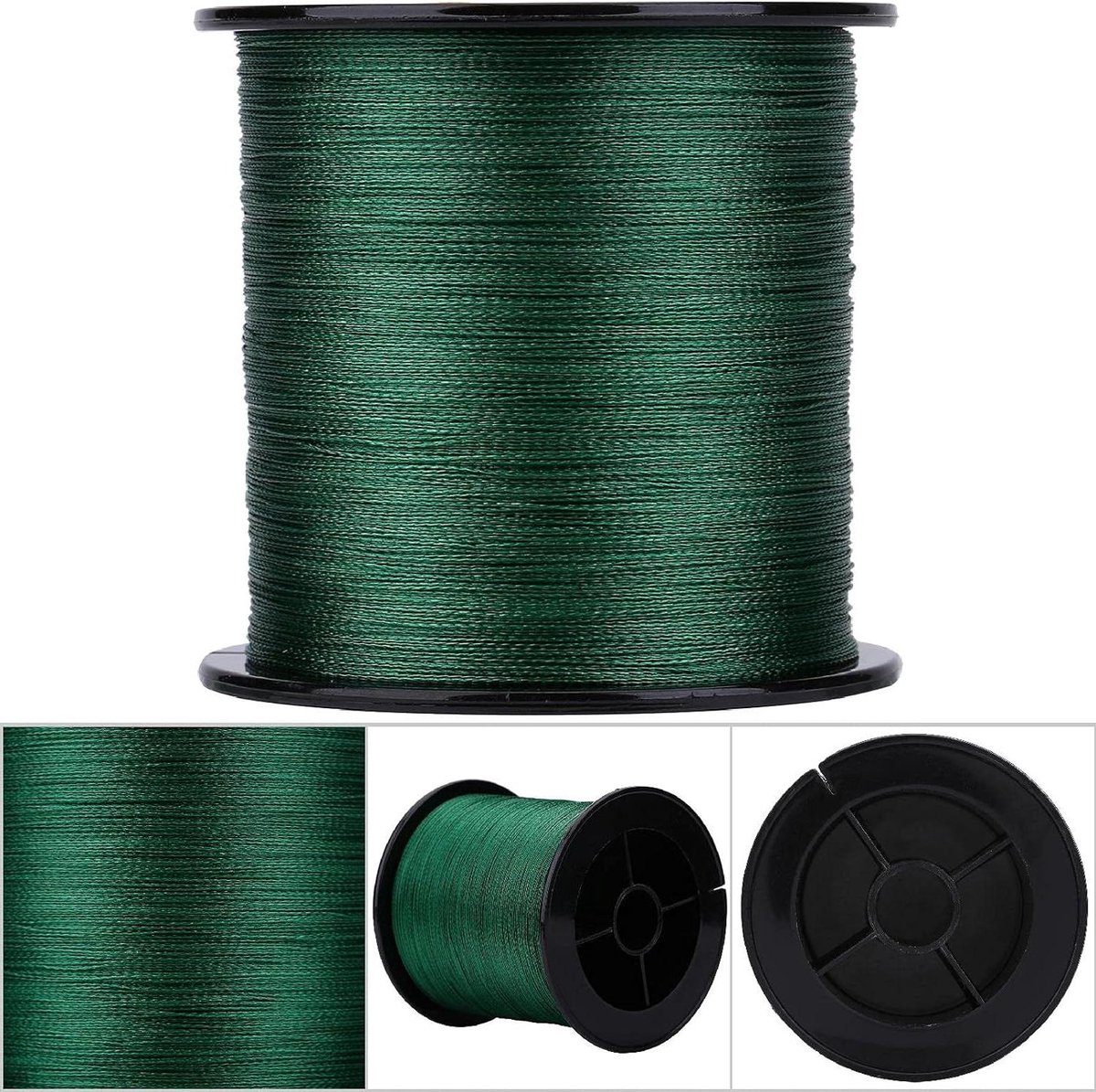 Allecto Plus - Gevlochten vislijn 500m PE gevlochten 4 strengen supersterke vislijnen multi-filament viskabel groen voor zoutwater- en zoetwater vissen