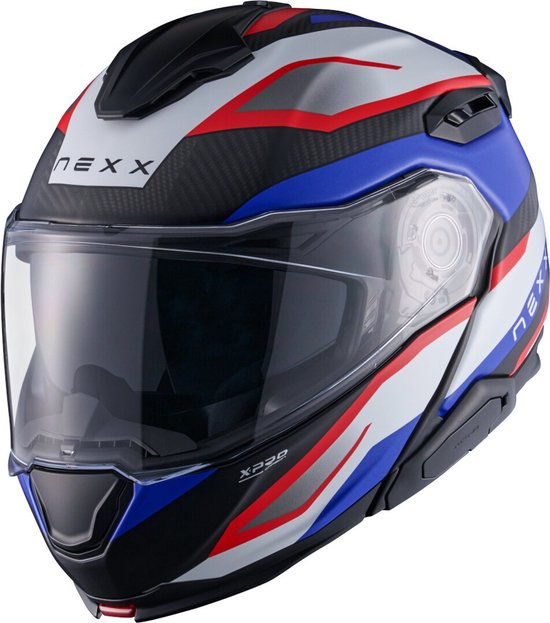 Nexx X.Lifetour Pro Mile Carbon Mat Blauw Rood Systeemhelm - Maat S - Helm