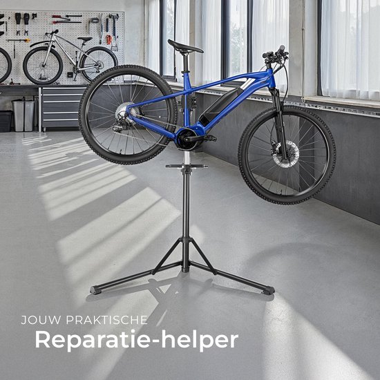tectake® Fiets Montagestandaard - Fietsenstandaard - Fietslift - E-Bike & Fiets Reparatiestandaard - Geschikt voor alle soorten Fietsframes - Traploos Verstelbaar (106 - 169 cm) en 360° draaibaar - met Magnetische Gereedschapsbak van Tectake — afbeelding 4