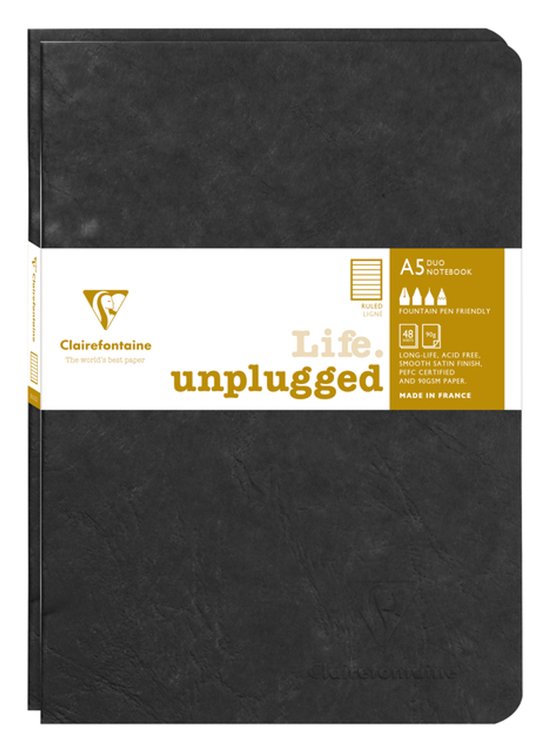 Brunnen 105522705 notitieboek Kompagnon klassiek (hardcover, 12,5 x 19,5 cm, gelinieerd, 192 pagina's) 1 stuk, zwart