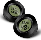 2PCS Mini Digitale Binnenkamerthermometer - LCD Digitale Hygrometer - Temperatuur- en Vochtigheidsmonitor voor Thuis - Kinderdagverblijf - Gitaar Incubator Reptielen Auto Kas - Zwart