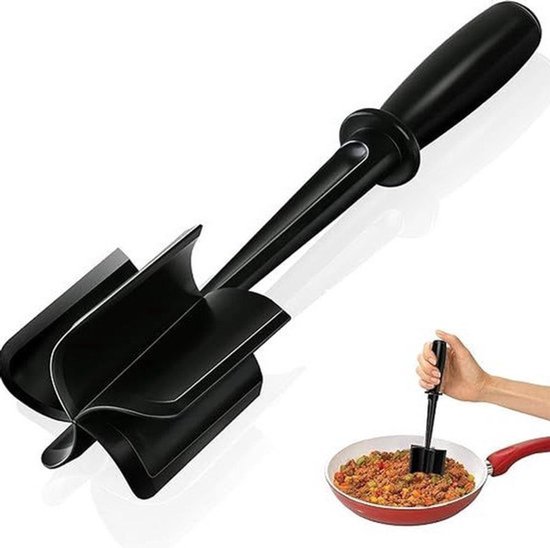 Vleeshakker, 9,8 Inch Gehakt Vleeshakker, Hittebestendig Gemalen Rundvlees Vleesstamper Zwart Nylon Breker voor Hamburgervlees, Gehakt, Kalkoen en Meer, Aardappelstamper