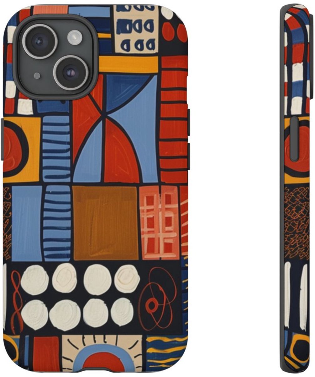 Kleurrijk Geometrisch Patroon – Telefoonhoesje Geschikt voor iPhone 15