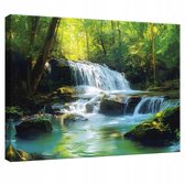 WALLARENA - Canvas schilderij - 120x80 cm - waterval natuur voor slaapkamer woonkamer keuken
