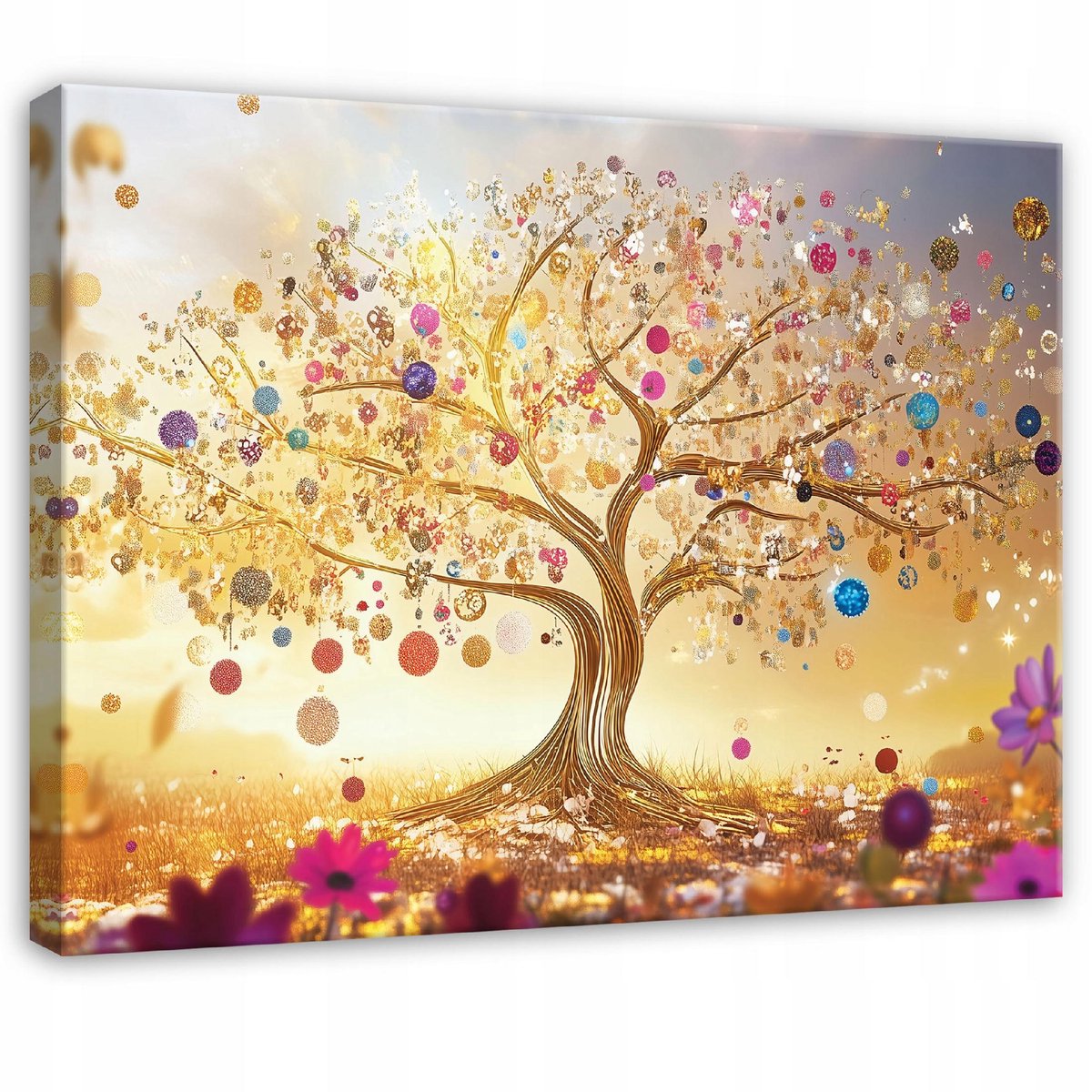 WALLARENA Canvas schilderij - 120x80 cm - abstracte afbeelding van de levensboom voor slaapkamer, woonkamer en keuken multikleurig
