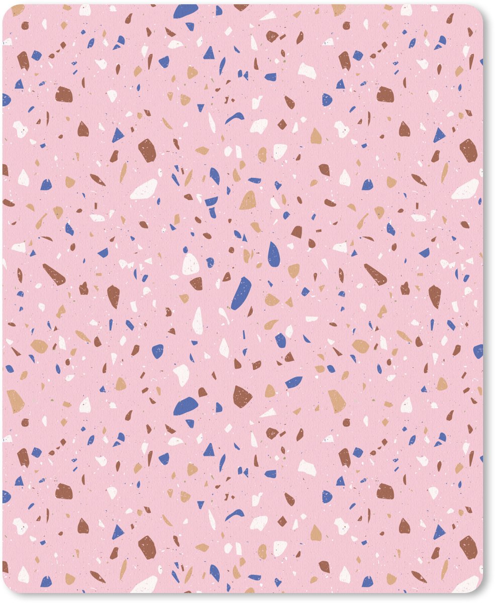 Muismat 19x23 cm - Mousepad Terrazzo - Patroon - Kleurrijk - Roze - Muismatten