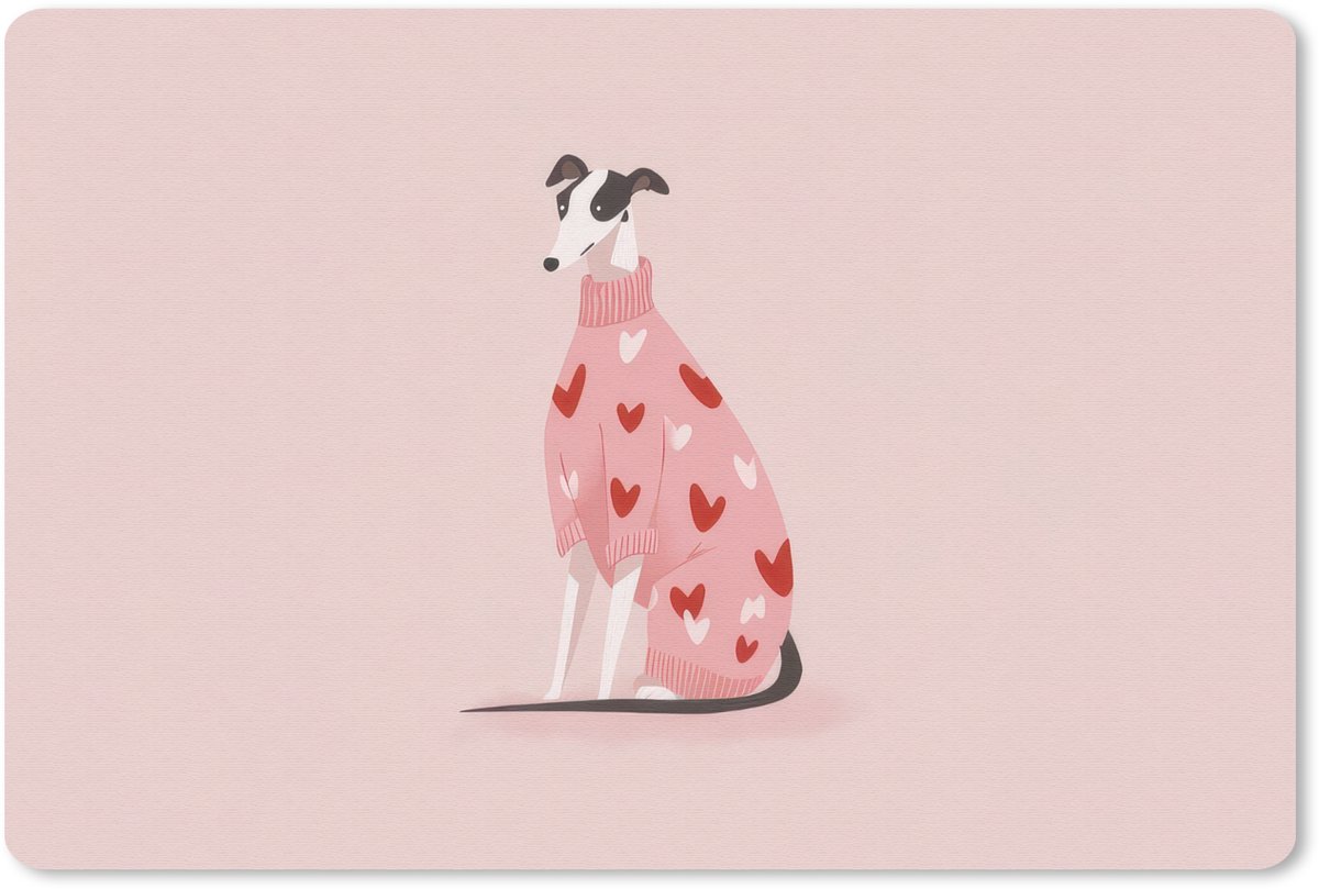 Muismat 27x18 cm - Mousepad Hond - Hartjes - Roze - Muismatten