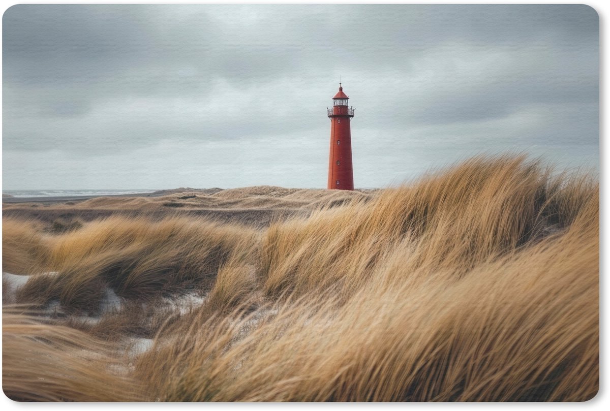 Muismat 27x18 cm - Mousepad Duinen - Vuurtoren - Rood - Lucht - Muismatten