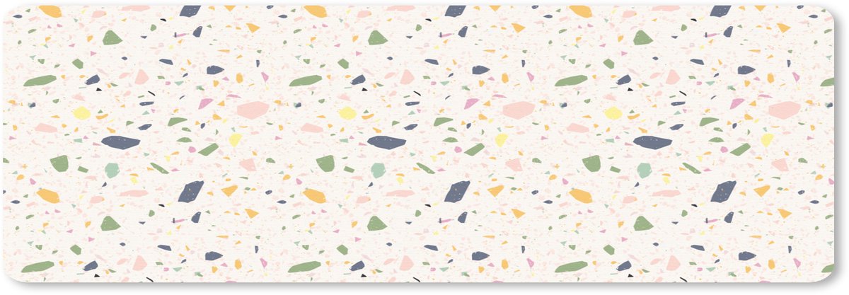 Muismat XXL 90x30 cm - Bureau onderlegger - Bureau mat Terrazzo - Patroon - Kleurrijk - Festival - Bureaumat - Gaming mousepad xl - Bureaulegger groot - Computer deskmat