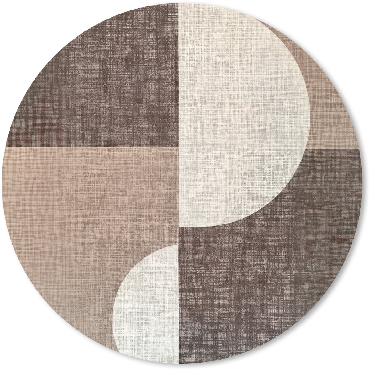 Muismat rond 50x50 cm - Mousepad Raster - Halve cirkels - Contrast - Ronde muismatten