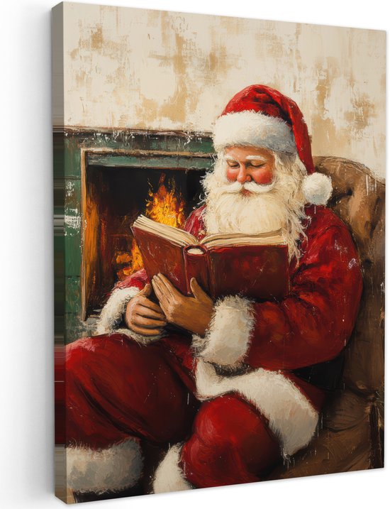 Tableau de jardin extérieur 50x70 cm - Décoration de jardin Noël - Père Noël - Hiver - Cheminée - Affiche de jardin sur toile - Décoration Jardin - Décoration de tableau extérieur - Décoration de clôture - Toile extérieure