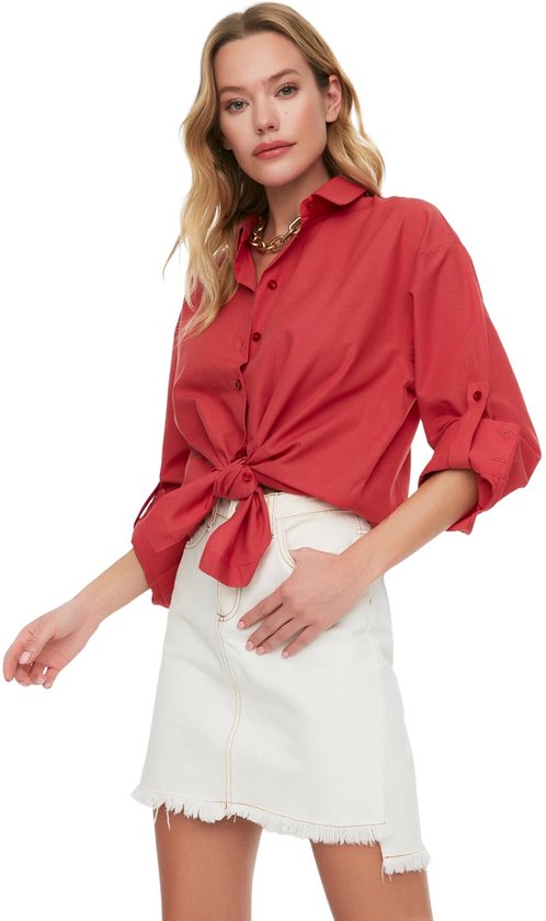 Trendyol Strandkleding Groen Gestreept Geweven Shirtjurk Tbess22Go0664