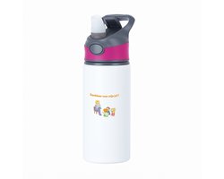 Hacebo® - dankbaar voor mijn juf waterfles met rietje roze - Juf - leraressen - verjaardag - cadeautje voor juf - juf artikelen - kado - geschenk - gift - verjaardagscadeau - juffendag - water fles - 650ML