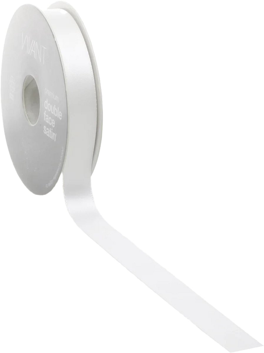 Off White Satijnlint – 25 mm × 25 m – polyester