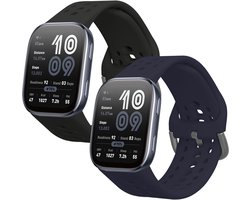 kwmobile 2x horlogebandjes geschikt voor Amazfit Bip 6 bandje - Smartwatch bandjes van TPU - Activity tracker horloge band in zwart / donkerblauw