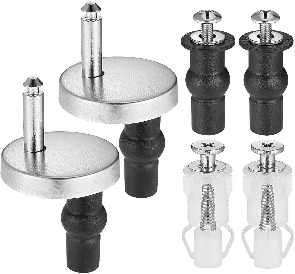 WC-bril Bevestigingsset - 6 Stuks RVS Schroeven & Scharnieren voor Toiletzitting