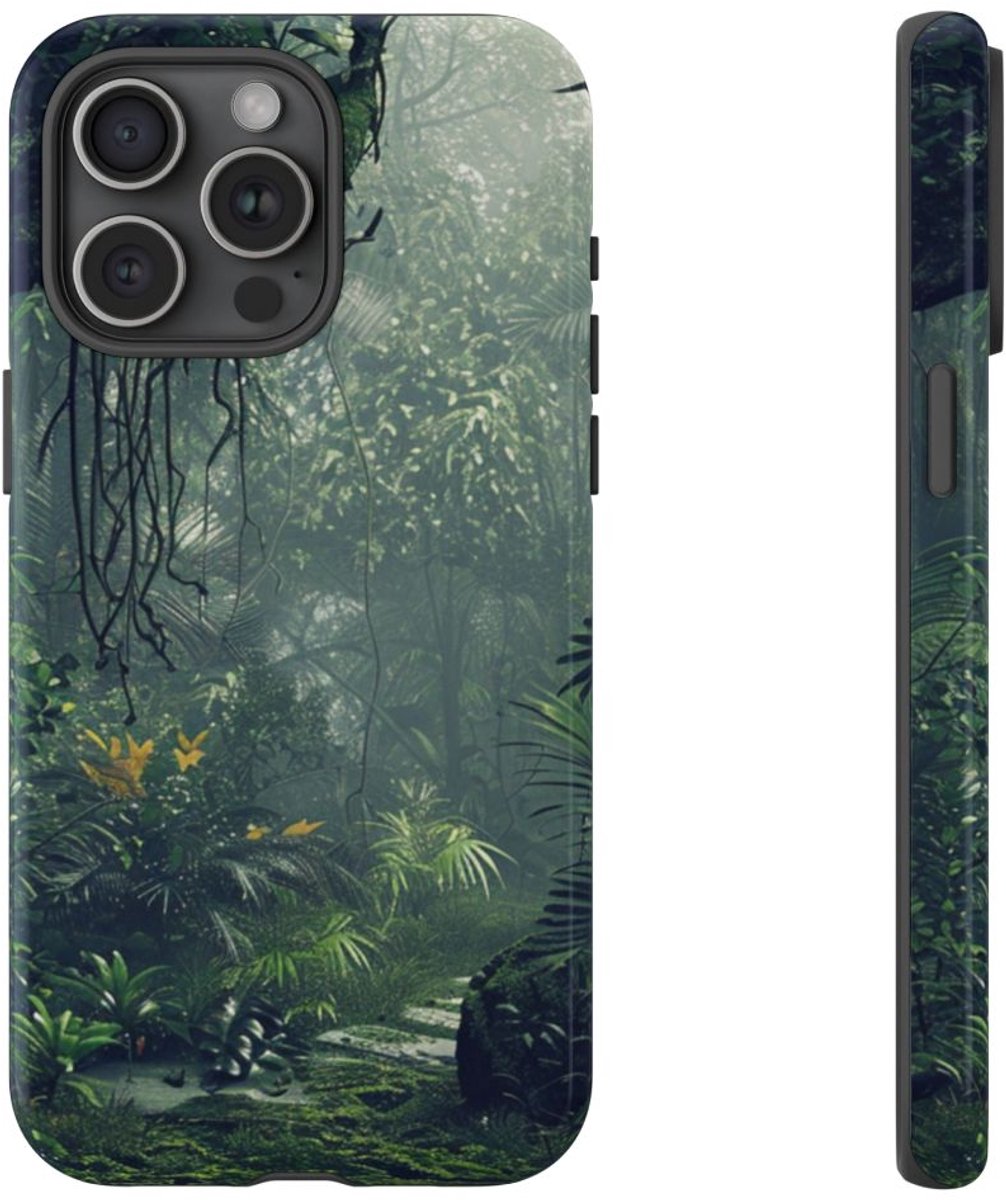 Dichtbegroeid Groen Junglepaden – Telefoonhoesje Geschikt voor iPhone 15 Pro Max