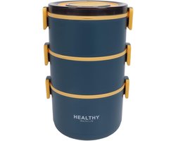 3 Layer Thermal Lunch Box, Leakproof Vacuum Insulated Thermos Jug Hot Lunch Containers Easy To Pack Lid Detachable Compartment Design Portable 304 Stainless Steel(Elegant Blue)