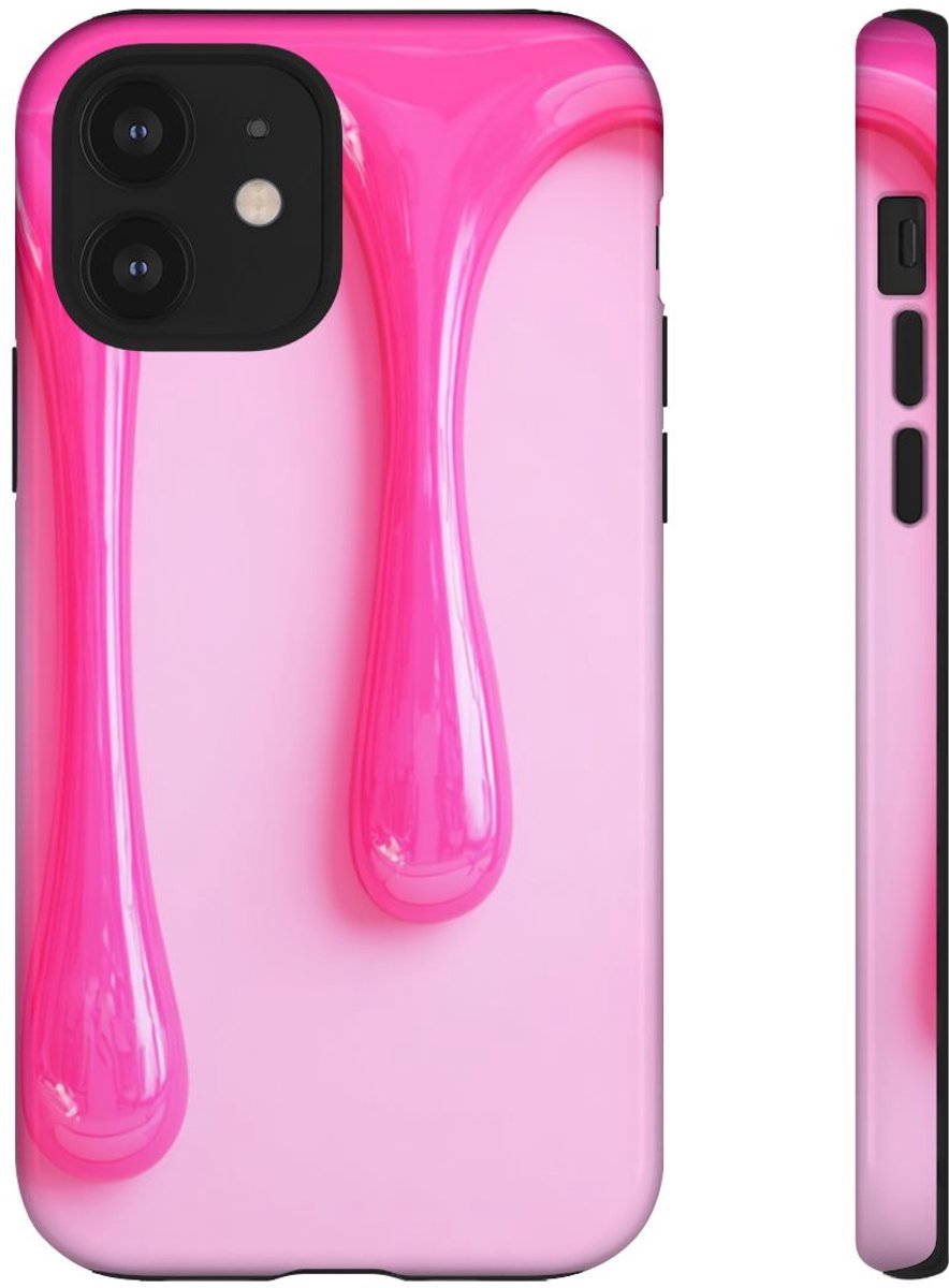 Glanzend Roze Druipend Vloeistofontwerp – Telefoonhoesje Geschikt voor iPhone 12