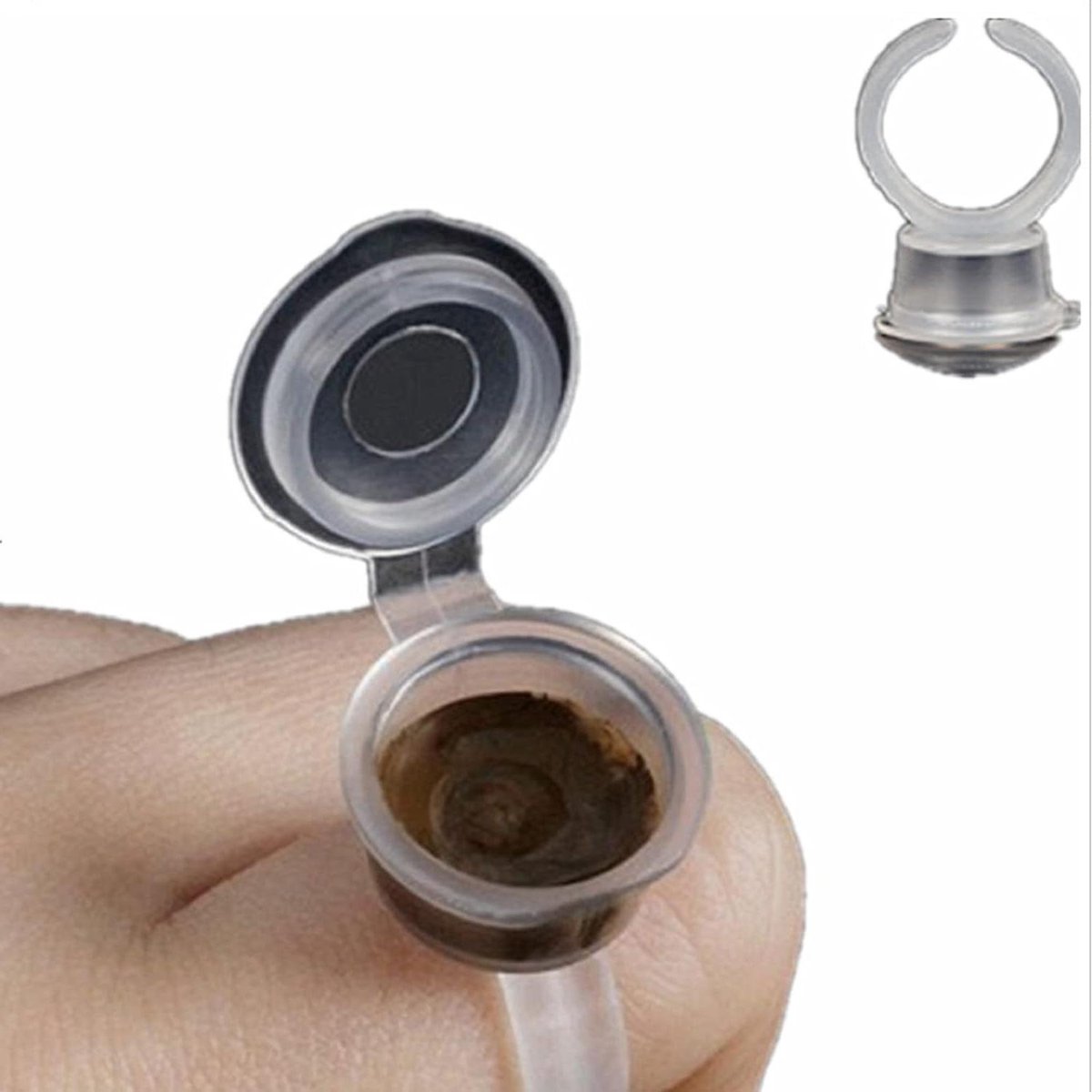 100 stuks Tattoo Inkt Ring Wimperverlenging Pigment Inkt Houder Container Beker Dop met Deksel Tattoo Set