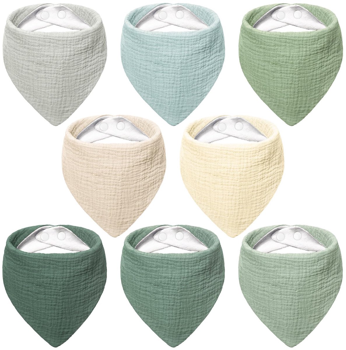 Mousseline Driehoekige Slabbetjes - 100% Katoen, Verstelbaar, 8 Stuks - Voor Jongens en Meisjes - Forest Moonlight