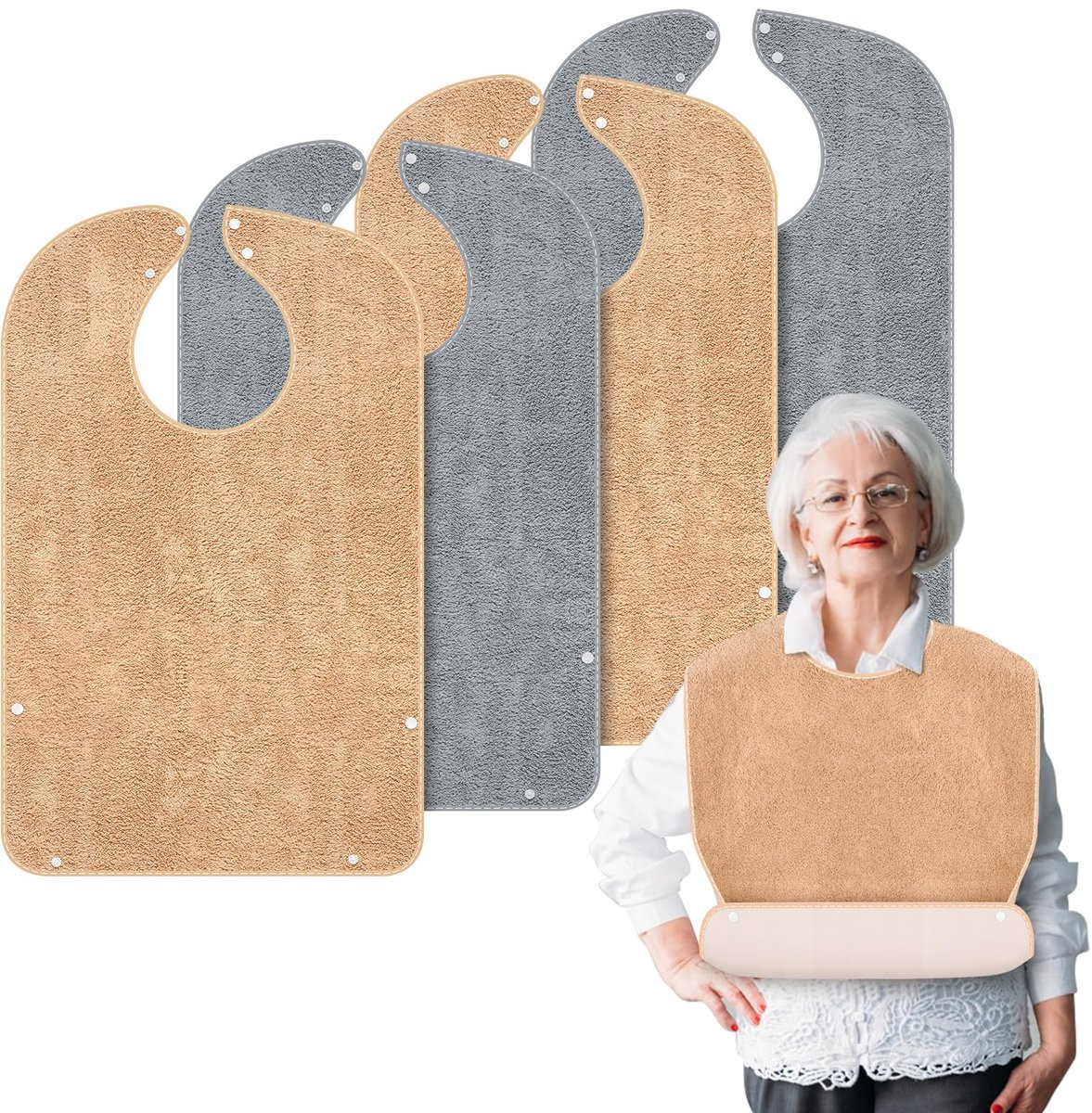 Slabbetjes - Met optionele kruimelvanger - Voor volwassenen - 4 stuks