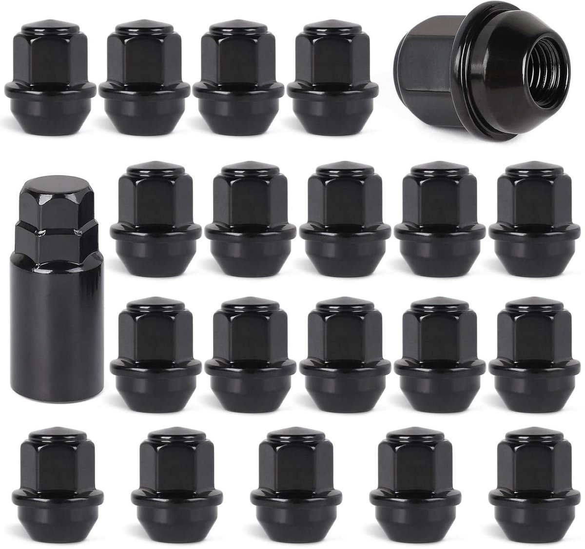 Provento - Set van 20 gesloten conische wielmoeren M12 x 1.5 - 19 mm - Zwart - Voor Ford Voertuigen