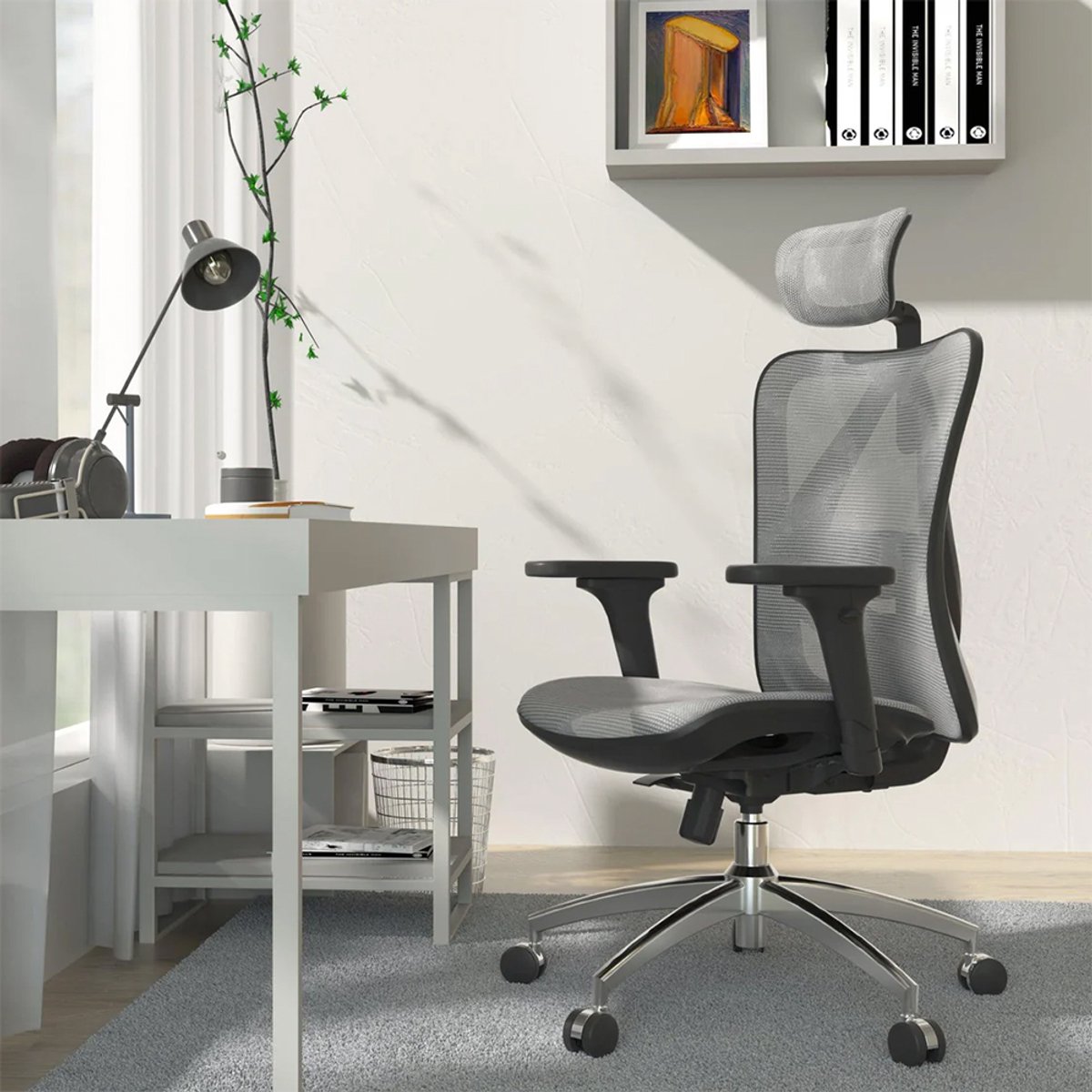 SIHOO M57 Ergonomische Bureaustoel met 3D-Armleuningen&Verstelbare Lendensteun-Premium Mesh Design voor Kantoor/Thuiswerken - 150kg Draagvermogen-8cm Hoogteverstelling-3 Standen Kantelmechanisme (110°/116°/126°)-SGS/BIFMA Gecertificeerd——Donkergrijs – foto 8
