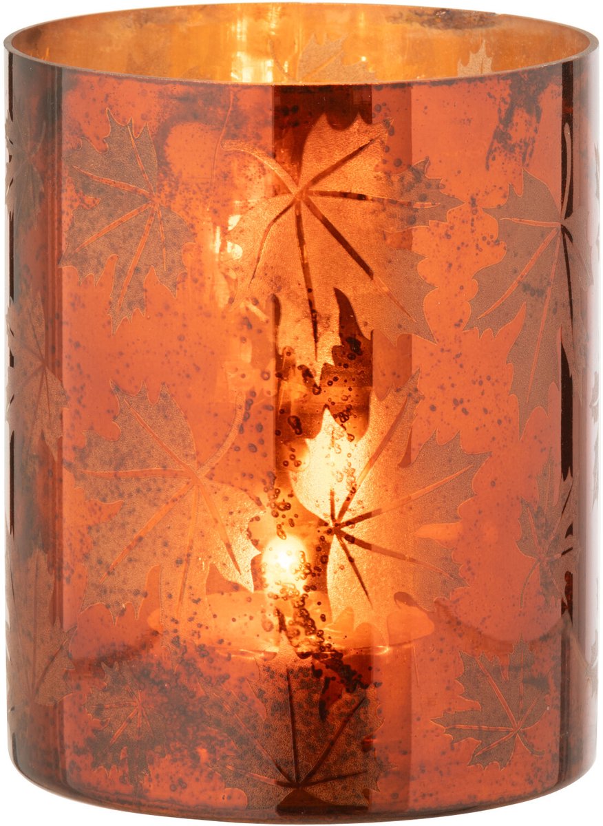 J-Line windlicht - glas - roestbruin - large