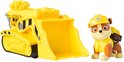 Gele bulldozer speelgoed met Rubble van Paw Patrol.