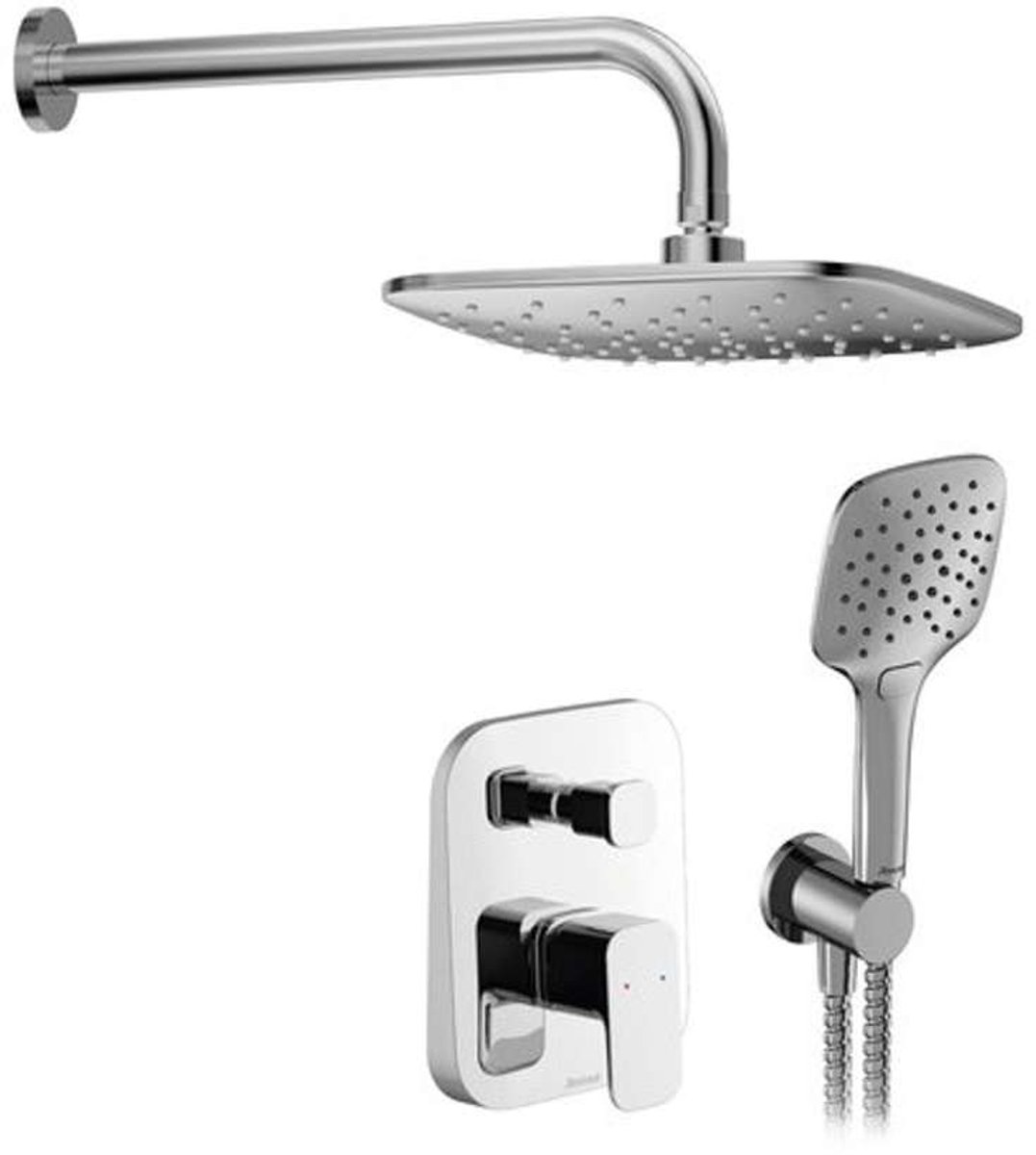 Ravak 10° - Doucheset met inbouwkraan, met hoofddouche, 25x25 cm, 3 stralen, chroom X07S012