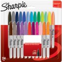 Verpakking met 24 Sharpie fijne punt permanente stiften in diverse kleuren.