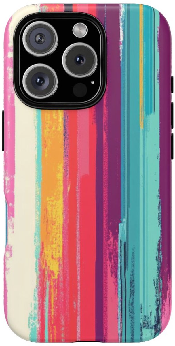 Levendige Verticale Strepen Abstracte Kunst – Telefoonhoesje Geschikt voor iPhone 16 Pro