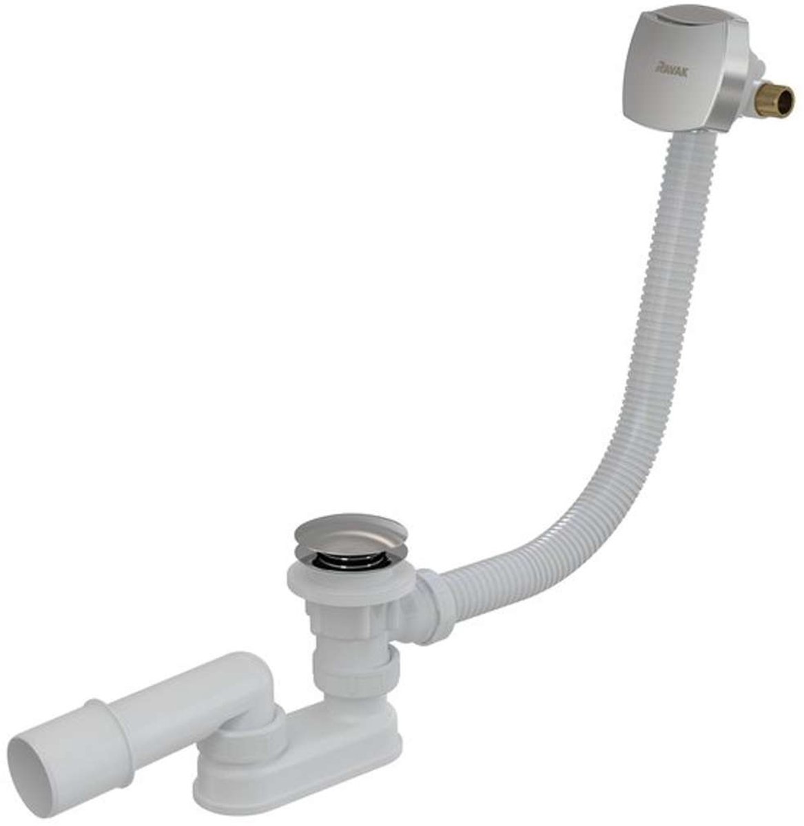 Ravak Afvoersystemen - Bad af- en overloopgarnituur met waterinlaat, bowdenkabel, lengte 570 mm, chroom X01440