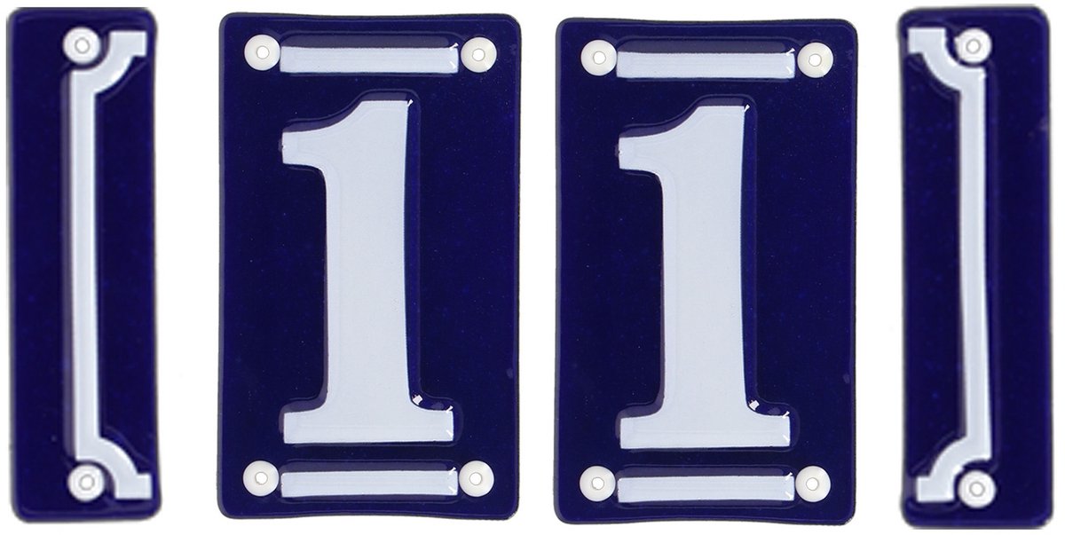 Best for Boots huisnummer 11 met sierrand - Oudhollands - emaille - blauw/wit