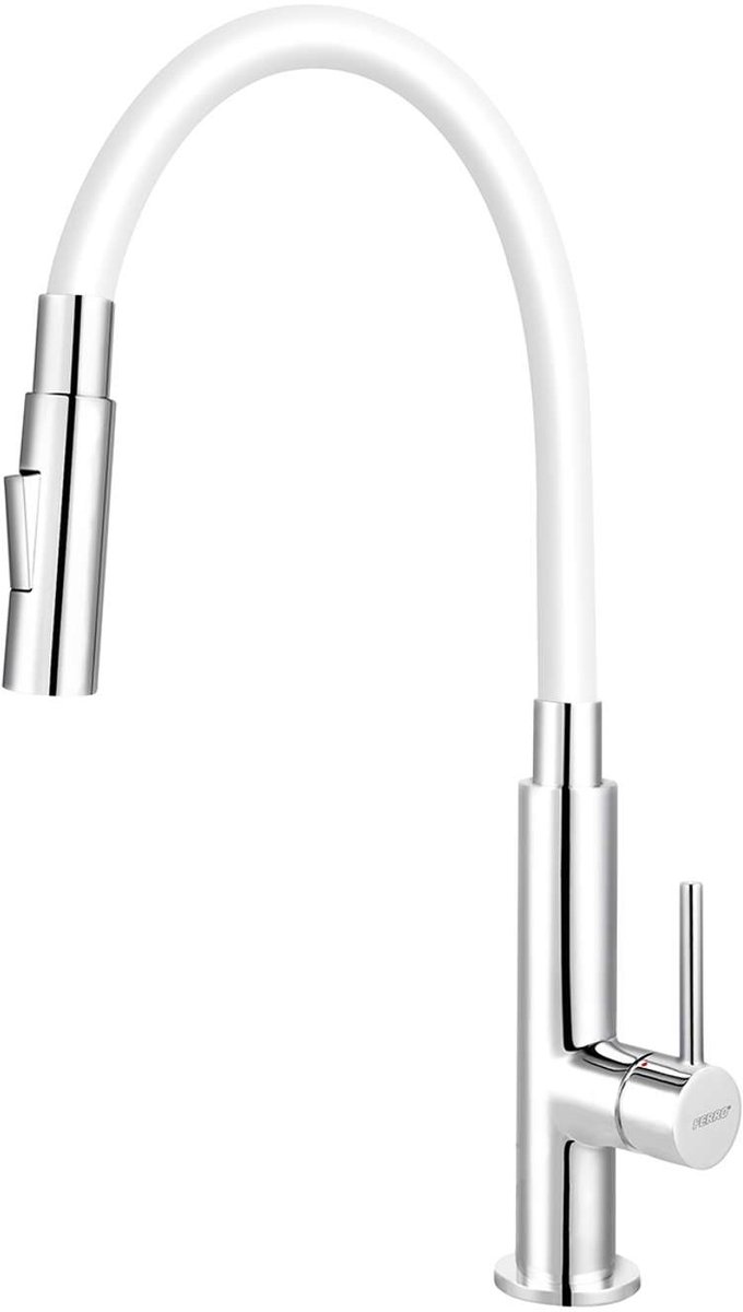 Novaservis Ferro - Keukenkraan met flexibele arm, dualspray, wit/chroom 70730,0B