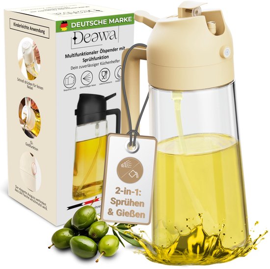 Leisure Life® Premium oliesproeier 2.0, volledig staal, 100 ml, uv-bescherming, BPA-vrij, vaatwasmachinebestendig, gelijkmatige spraynevel, voor keuken, grill en airfryer