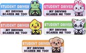 5pcs Student Driver Magnet for Car, 25.5x10cm Funny Magnetic New Driver Sticker Reflective Bumper Sticker with Cute Animals Removable Safety Warning Sign