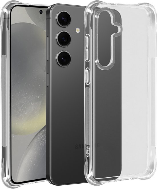 Coque adaptée pour Samsung Galaxy S24 FE, protection transparente avec coins pare-chocs, transparente