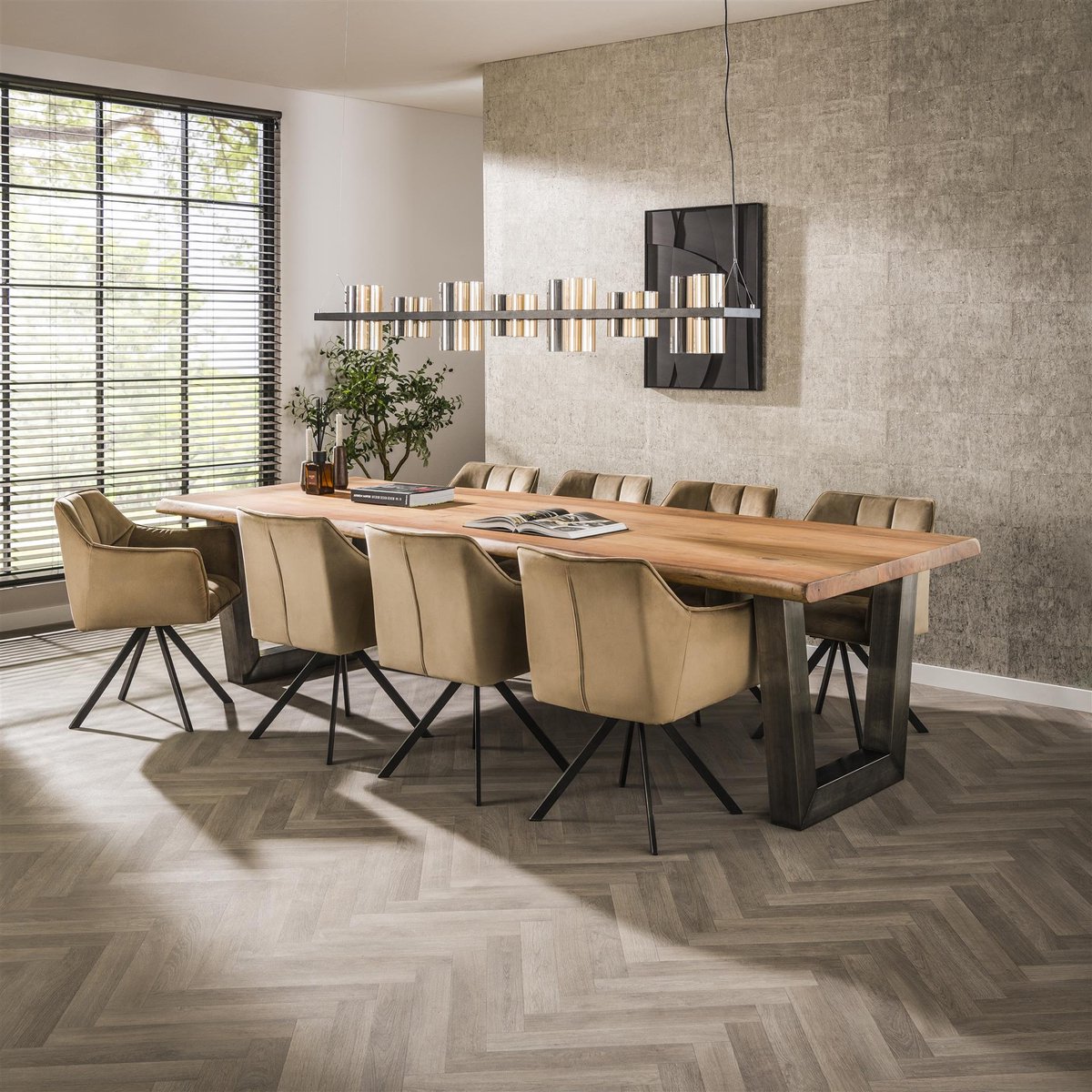 Dimehouse Industriële Boomstam Eettafel Tristan Acaciahout 300x100 - Hout - Industrieel - Rechthoek