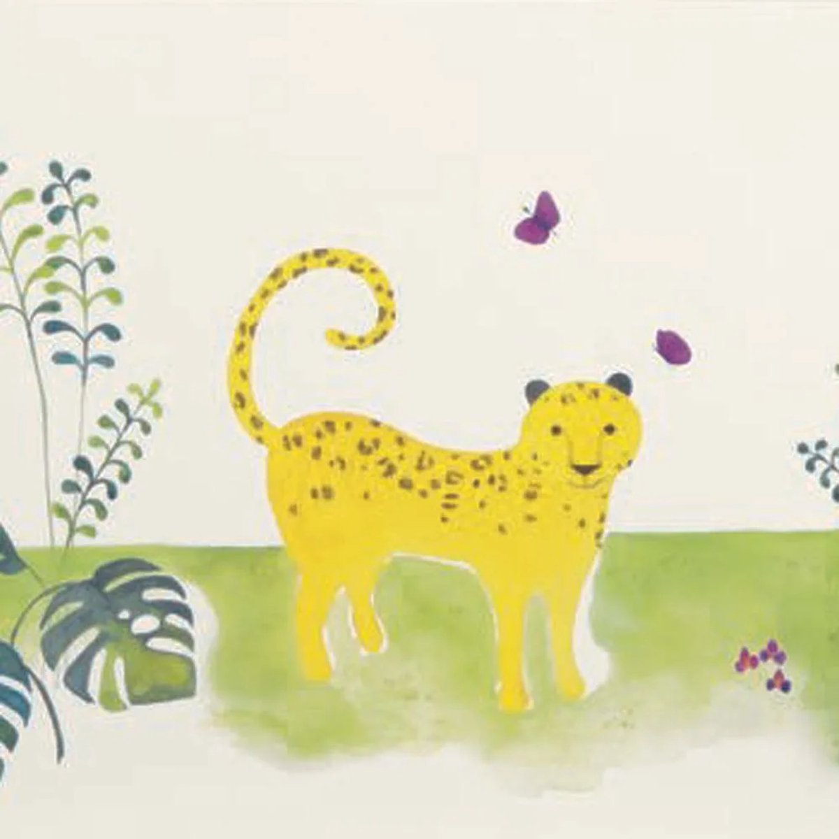 Casadeco Alice & Paul border jungle dieren groen oranje geel
