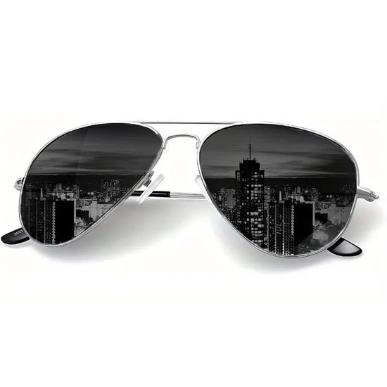 Lunettes De Soleil Polarisées Homme UV400 - Monture Aviateur Métal Noir