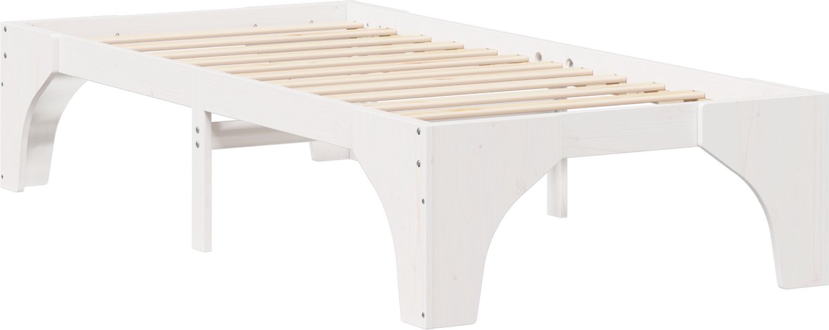 vidaXL - Bedframe - Wit - 90 - x - 190 - cm - Massief - grenenhout