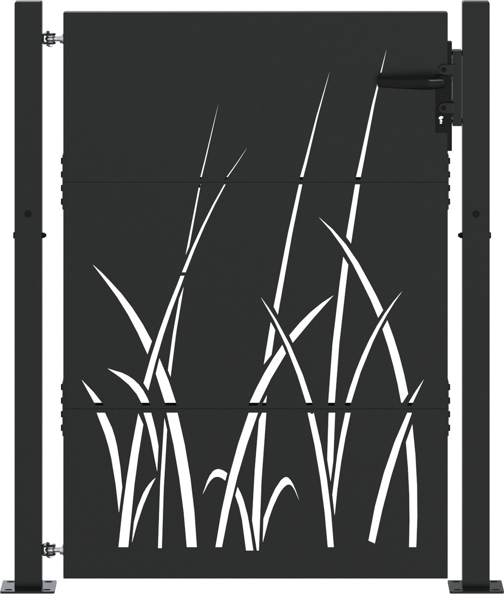 vidaXL - Tuinpoort - met - slot - Zwart - 110 - x - 155 - cm - Poedercoated - staal